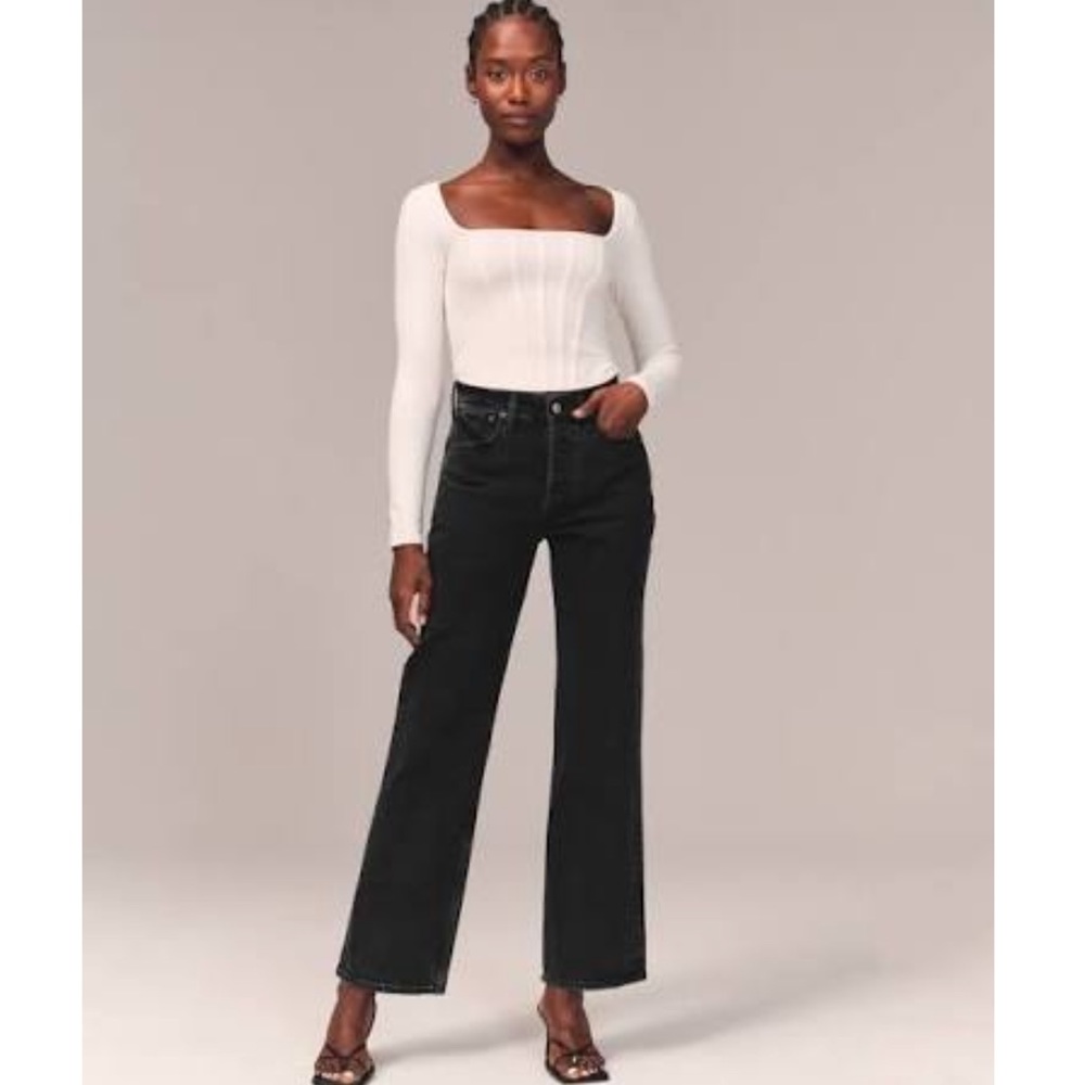 ABERCROMBIE & FITCH Black Low Rise 90s Inspired Denim Jeans